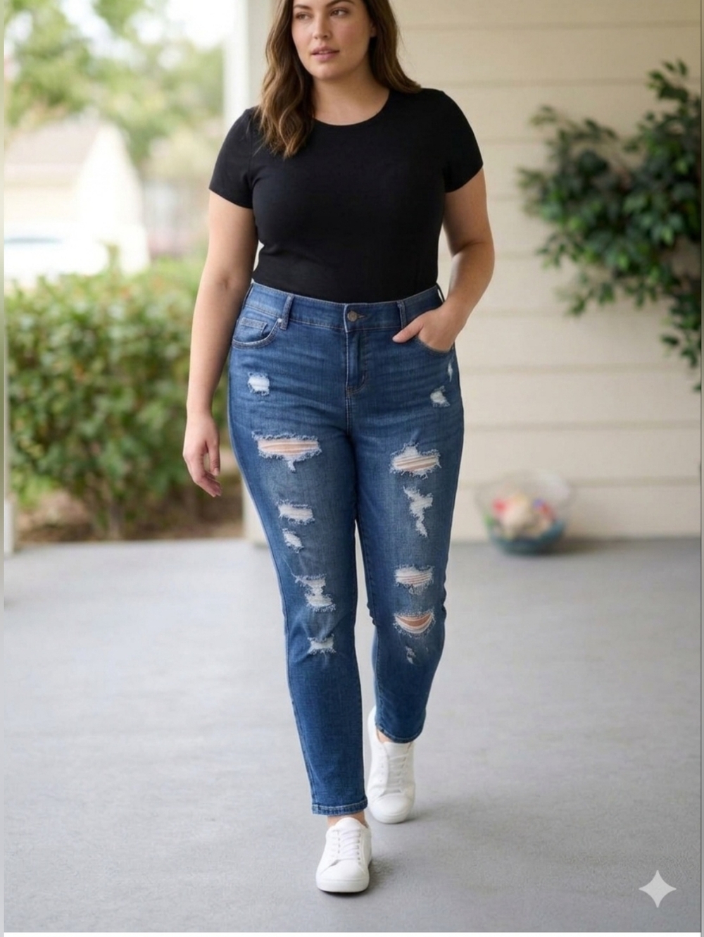 torrid Distressed Blue Skinny Jeans